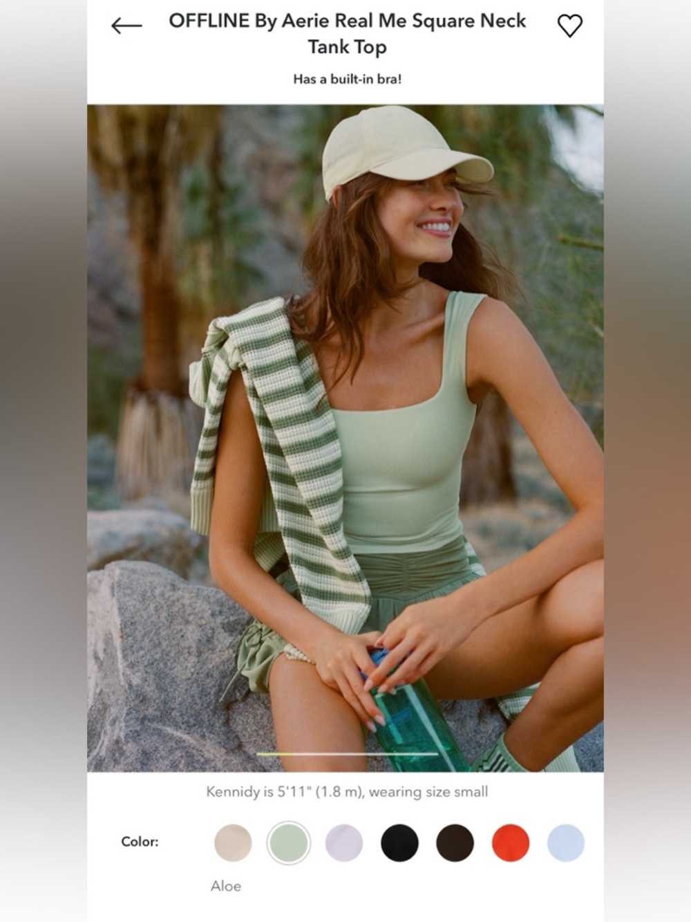 NWT! OFFLINE by Aerie Real Me Square Neck Tank Top Size XXL in Aloe